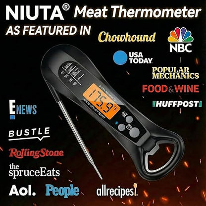 Therm Pro® Chef Meat Thermometer Digital, 1 Sec Instant Read, NIST® Certified Accurate to ±0.5℉, Ultra Bright LED Screen, 100% Waterproof, Auto-Rotate, for courtyard BBQ, Turkey, Candy, Liquids, bread
