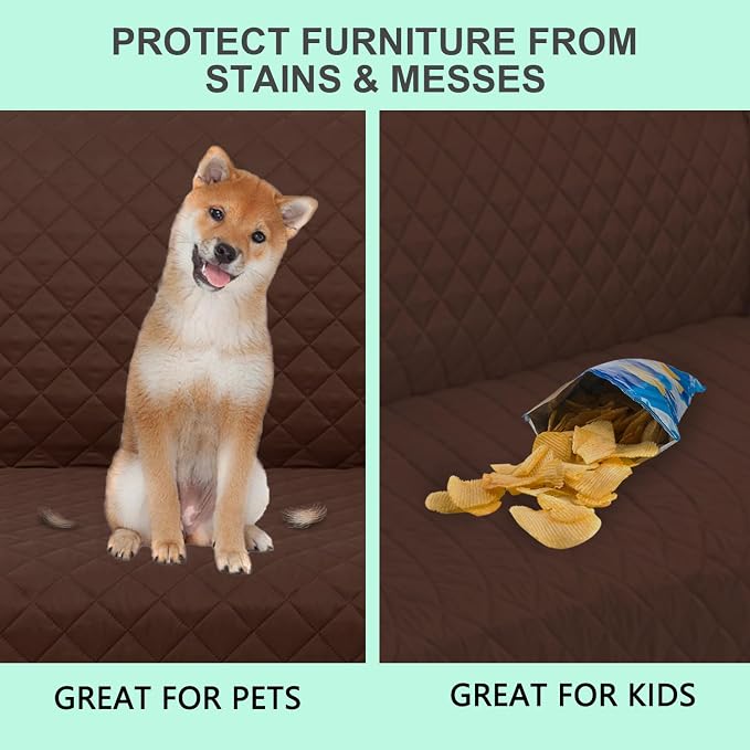 Reversible Recliner Chair Covers, 23" Chair, Brown/Beige | Chair Covers for Living Room with Elastic Straps, Water Repellent, Chair Protectors Covers for Dogs