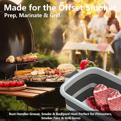 (30L/ 8 Gal) XXL BBQ Prep Tub Collapsible with Cutting Board & Lid Large Capacity 66 bl,Meat Marinating Basin,Bus Tub,Grill Prep Container,Suitable for Kitchen and Outdoor Organization Storage