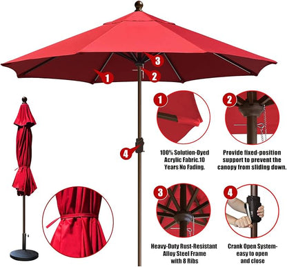 EliteShade USA 10-Year-Non-Fading 10Ft Market Patio Umbrella, UPF 50+ UV Protection Performance Sun Umbrella, Heavy Duty Commercial Grade Outdoor Table Umbrella with Crank, Windproof Vented Top for Garden, Pool, Deck and Outdoor Playsets, No Tilt, Logo...