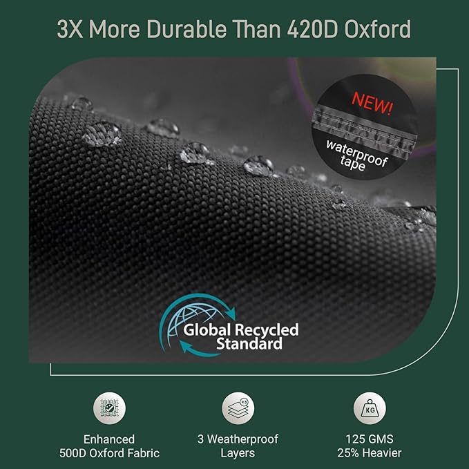 AWNIC Fire Pit Cover Round 34" D x 16" H - Waterproof Windproof Outdoor Patio Firepit Cover with 500D Fade-Resistant Oxford Cloth,Dual-Sided Adjustable Drawstring & Hook and Loop