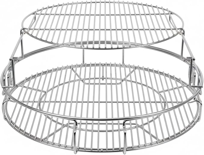 for Big Green Egg-XL 5-Piece Upgraded Replacement Kit for Large Eggspander, Including Multi-Function Grill Rack,Conveggtor Basket, Made of Stainless Steel, Expanded Cooking System