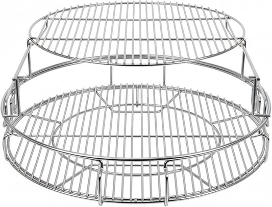 for Big Green Egg-XL 5-Piece Upgraded Replacement Kit for Large Eggspander, Including Multi-Function Grill Rack,Conveggtor Basket, Made of Stainless Steel, Expanded Cooking System