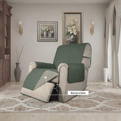 Easy-Going Recliner Chair Slipcover Reversible Sofa Cover Water Resistant Couch Cover Furniture Protector with Elastic Straps for Pets Dog (Recliner 22 inch, Greyish Green/Beige) | Machine Washable Slipcover For Dogs, Water Resistant Furniture Mat For ...