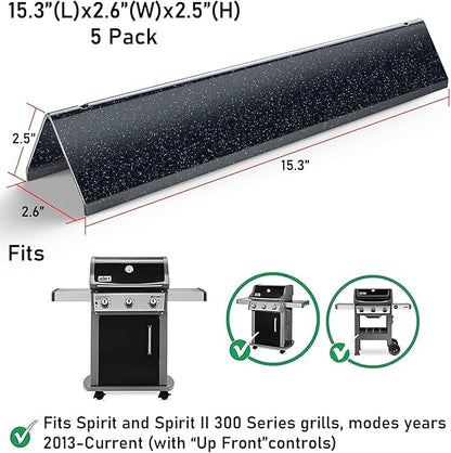 Spirit E310 Grill Parts Replacement Kit, 7636 Flavorizer Bars & 7638 Grates for Weber Spirit & Spirit II 300 Series E310 E320 E330 S310 S320 S330 (Front Control), 15.3" Heat Plates, 17.5" Grates