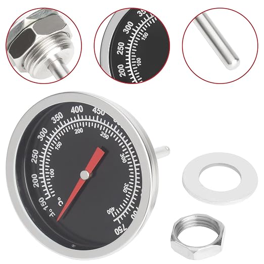 Smoker Temperature Gauge for Pit Boss Vertical 2 & 3-Series, PB1230G Pit Boss Memphis Ultimate Thermometer Accessories, BBQ Temp Gauge for Pit Boss Combo Charcoal Grills, Black