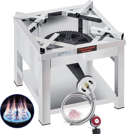 ARC Propane Burner 200K BTU High-Pressure Single Burner Propane Stove,16.5"Wx16.5"H Stainless Steel 400lbs Heavy-Duty Gas Burner Cooker, Burners for Outdoor Cooking For Turkey Fry, Seafood Boil