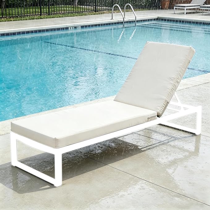 80 x 26 Inches Chaise Lounge Cushions Outdoor Replacement for Pool Side Waterpoof Patio Lounge Chair Cushions, Beige