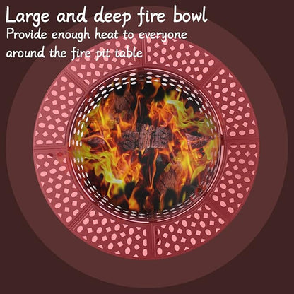 OutVue 36 Inch Fire Pit with 2 Grills, Wood Burning Fire Pits for Outside with Lid, Poker and Round Waterproof Cover, BBQ& Outdoor Firepit & Round Metal Table 3 in 1 for Patio, Picnic, Party
