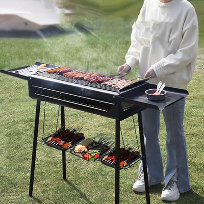 Charcoal Grills Portable BBQ Griddle, Foldable Kabob Barbecue for Outdoor, Portable BBQ Charcoal Grill, Small Camping Charcoal Grills for Garden Backyard Party (Color : /Black, Size : A)