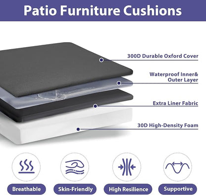 IPYNBAP Outdoor Chair Cushions Set of 4 -Waterproof Outdoor Seat Cushions for Patio Furniture, Patio Chair Cushion with Handle and Ties, Out Door Chair Pads,17x16x2-Square, Dark Grey