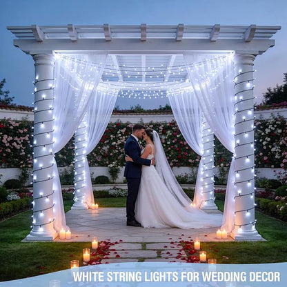 JMEXSUSS 250 LED White Christmas Lights Outdoor, 91.5ft Extendable White String Lights Indoor, Christmas Tree Lights with 8 Modes for Room Garden Patio Wedding Party Christmas Decorations
