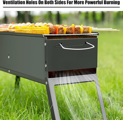 Portable Folding Charcoal BBQ Grill Rectangular Charcoal Barbecue Garden & Patio Grill with Handle (40 * 19cm)