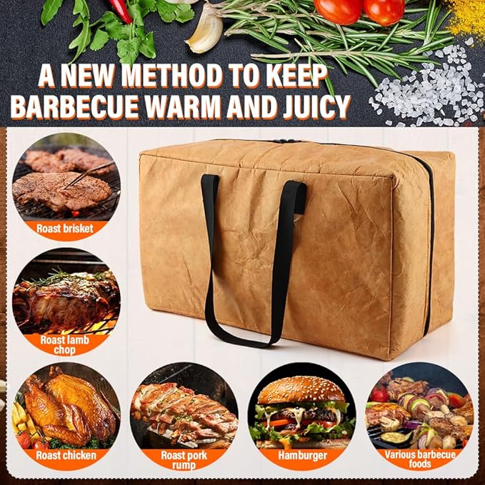 BBQ Blanket Aluminum Foil Insulated for Resting Meat Smoker Grilling with Zipper(Color:Brown)