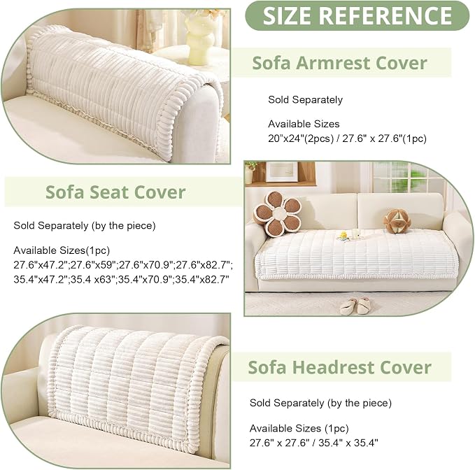 OstepDecor Couch Cover for Dogs, Washable Non Slip Sofa Cover for Pets | Soft Couch Covers for Sofa, Loveseat and Sectional, Furniture Protector Against Pet Hair & Dirt (35.4" x 70.9", White)