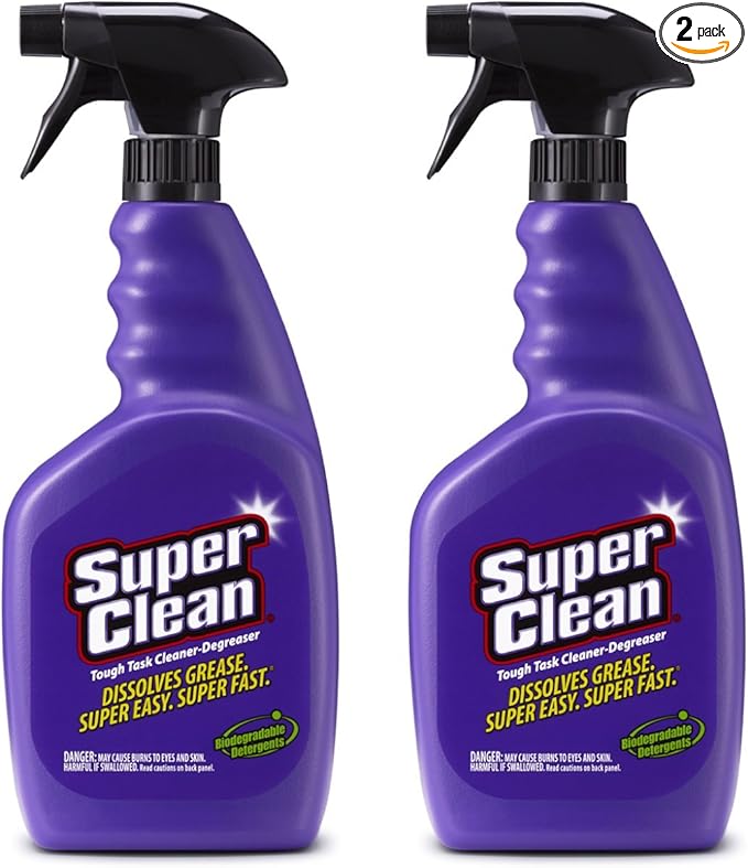 SUPERCLEAN Cleaner/Degreaser: Water-Based, Trigger 32oz Spray Bottle, 2 Pack