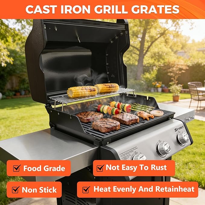 QuliMetal 17.5" Grill Grates for Weber Spirit 300/400 and Spirit II 300 Series,Spirit E/S-310 E/S-320 E/S-330,Spirit 700,Genesis Silver/Gold B & C,Genesis 1000-3500,Cast Iron Part for Weber 7638 7639