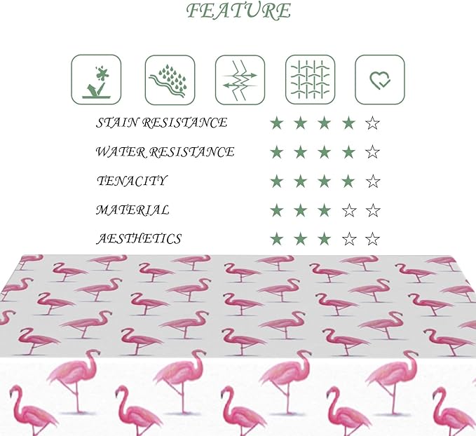 60x120 Inch Tropical Watercolor Flamingo Rectangle Tablecloth Pink White Elegant Coastal Flamingo Table Cloth Washable Durable Table Cover for Home Kitchen Dining Beach Party BBQ Decor