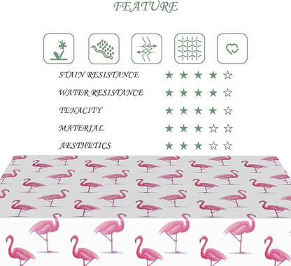 60x120 Inch Tropical Watercolor Flamingo Rectangle Tablecloth Pink White Elegant Coastal Flamingo Table Cloth Washable Durable Table Cover for Home Kitchen Dining Beach Party BBQ Decor
