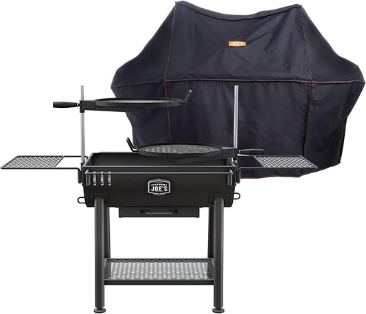 Oklahoma Joe's Firecraft Series Modular Open Fire Barrel Charcoal Grill with 480 sq. in. Cooking Area in Black & Custom-Fit Cover Bundle