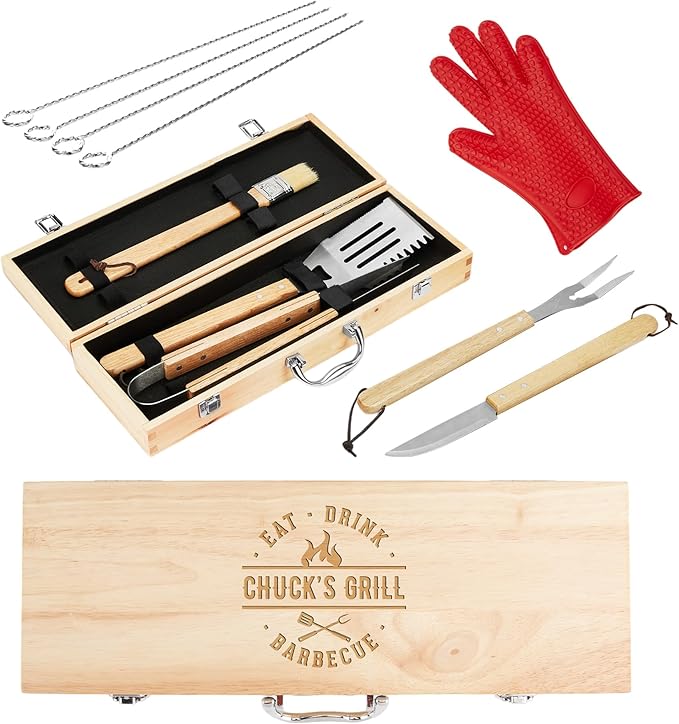 BBQ Grill Accessories Set, 11 Pcs Grill Accessories Grilling Gifts for Men, Stainless Steel Grill Tools for Camping Barbecue, BBQ Accessories Gifts for Dad, BBQ Set for Him