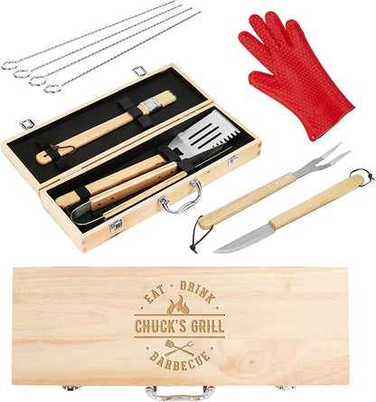 BBQ Grill Accessories Set, 11 Pcs Grill Accessories Grilling Gifts for Men, Stainless Steel Grill Tools for Camping Barbecue, BBQ Accessories Gifts for Dad, BBQ Set for Him