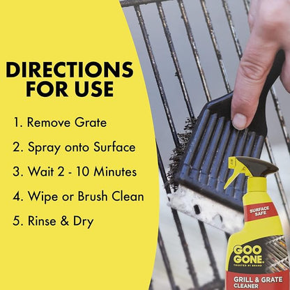 Goo Gone Grill and Grate Cleaner Spray (4 Pack) Cleans and Degreases BBQ Cooking Grates and Racks, Pellet and Electric Smokers- 24 Ounce