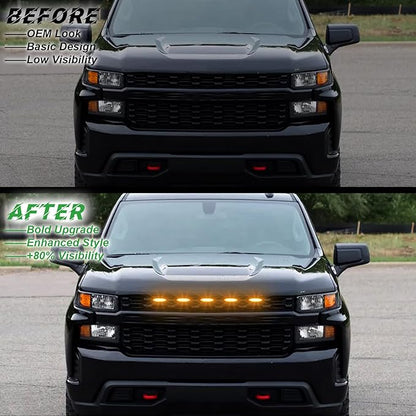 LED Front Grille Lights for 2019 Silverado 1500 Accessories 2020 2021 Grill Lights for Custom Trail Boss WT (Amber,5PCS)