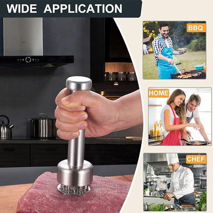 Meat Tenderizer Tool, Stainless Steel Needle Meat Tenderizer with 21 Needles, Kitchen Tenderizing Tool for Steak, Chicken, Pork, Beef, Dishwasher Safe
