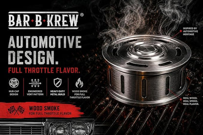 Bar B Krew Hubcap Smoker Box For Gas Grills, 5" x 2" Stainless Steel Wood Chip Smoker