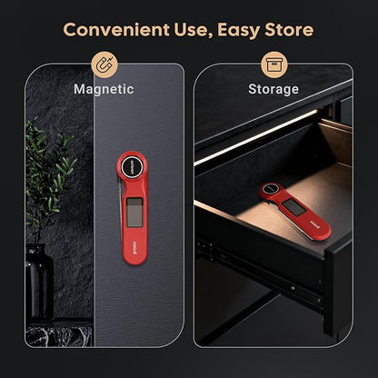 Rechargeable 0.5 Sec Reading Instant Read Meat Thermometer for Cooking, Digital Food Thermometer with High Precision Sensor, 1.42" Big Screen Waterproof Magnetic Meat Thermometer for Steak Fry Candy