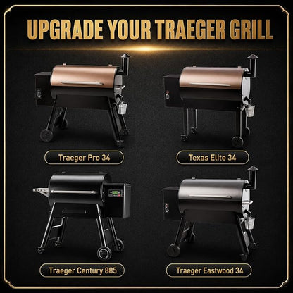 QuliMetal BAC363 Grill Folding Shelf for Traeger Pro 34 Series, Texas Elite 34, Century 885 and Eastwood 34 Series Pellet Grills, Ideal for Food Prep and Storage, 37" x 12"