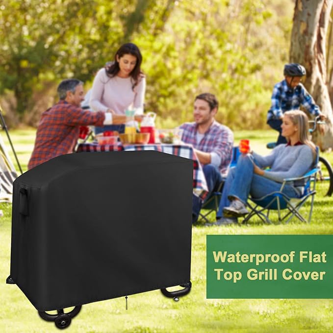 42 in Flat Top Grill Cover Waterproof for Cuisinart 2 Burner Griddle CGG-0028, 42 inch Weatherproof Gas Grill Cover for Most Standard 2-Burner Griddles, Propane griddles covers 43" x 25" x 31"