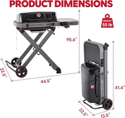Feasto Propane Gas Grill with Foldable Cart & Heavy-Duty Build, All-Terrain Large Wheels for Easy Moving, BBQ Grill for Outdoor Cooking, Backyard, Camping & Tailgating