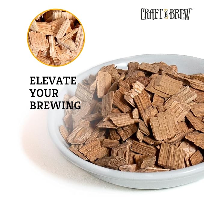 Craft A Brew - Toasted Oak Chips - For Beer Brewing - Lightly Toasted American Oak Chips - Coconut & Vanilla Flavor - 1.25 oz Pack