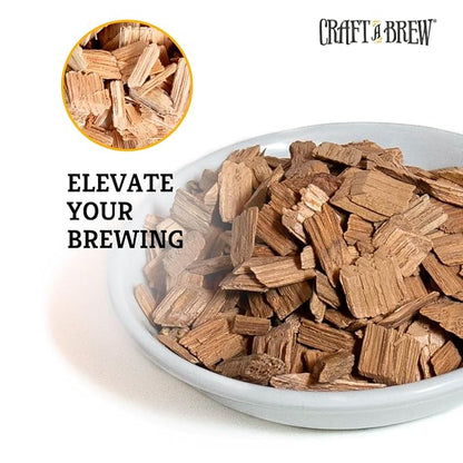 Craft A Brew - Toasted Oak Chips - For Beer Brewing - Lightly Toasted American Oak Chips - Coconut & Vanilla Flavor - 1.25 oz Pack