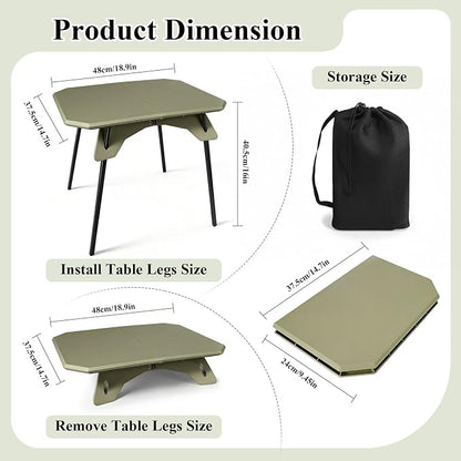 LiveGo Foldable Camping Table, Lightweight Folding Outdoor Table with Aluminum Legs, 2 in 1 Adjustable Height Portable Folding Table for Beach, Picnic, Grilling, Hiking & Fishing Indoor Outdoor
