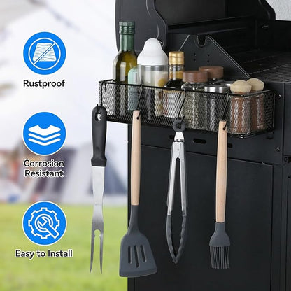 2 Pack Magnetic Storage Bins with Paper Towel Holder for Traeger Holder Accessories Outdoor Grill for Traeger Compatible with Ironwood 650/885, PRO 575/780/34/22, Pit boss, Z-Grills