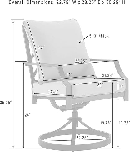 Crosley Furniture Otto 2-Piece Swivel Outdoor Chair Set, Dining Patio Chairs for Deck, Backyard, Matte Black with Gray Cushions