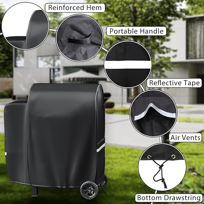 Grisun Grill Cover for Pit Boss Pro Series II 600, Lexington 500/540, 600D Waterproof Grill Cover for PB600PS1 Wood Pellet Grill Smoker, Perfect for Pit Boss 600 Pro Series
