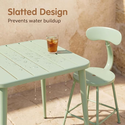 Modern Small Patio Table for Outdoor& Indoor Industrial Metal Bar Table Square Dinner Table for Small Space Working Study Desk 27.5 * 27.5 * 30inch(L*W*H)