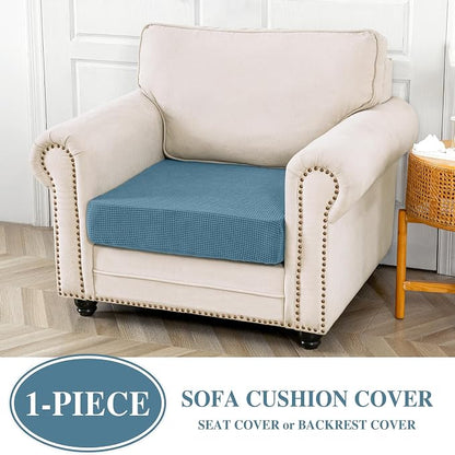 LA MEACK Couch Cushion Cover Seat Cushion Cover Stretch Armchair Cover Separate Sectional Sofa Slipcovers Furniture Protector(1 Piece for Seat or Sofa Backrest, Blue)