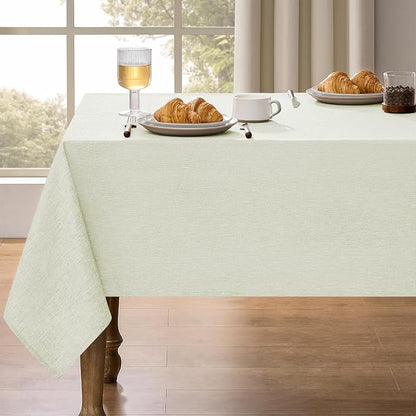 Decorelia Faux Linen Waterproof Tablecloth,Light Grey,84" x 60" (Rectangular)