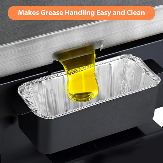 50-Pack Griddle Accessories for Blackstone - Grease Cup Liners Compatible with Blackstone 5017 Griddle, Aluminum Foil Drip Pan Disposable Grease Catcher Tray for 17, 22, 28, 36 Inch
