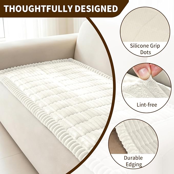 Leakproof Couch Cover for Dogs, Non Slip Washable Sofa Protector | Stain-Resistant Window Seat Cushions Chair Mat Car Seat Cover for Kids Pets (Off-White 27.6" x 59")