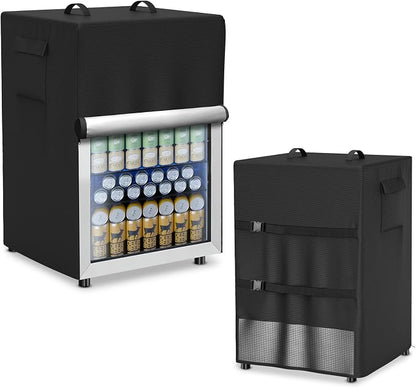Refrigerator Cover Waterproof Dustproof Fridge Cover Outdoor Refrigerator Covers with Double Zipper and Large Mesh Vent Suitable for Upright Freezers/Beverage Refrigerators 23"D x 22"W x 34"H