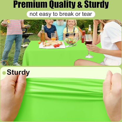 Smiry Disposable Table Cloth - 15 Pack, 54 x 108 Inch Waterproof Rectangle Tablecloths for Parties, Decorative Plastic Table Cover, Leakproof & Sturdy, Lime Green