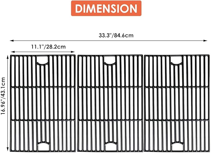 Uniflasy Replacement Parts for Nexgrill 6 Burner 720-0896B, 17 Inch Grill Grates for Nexgrill Deluxe 6 Burner Gas Grill Replacement Parts for Nexgrill 720-0896 720-0896E 720-0898 720-0896X 720-0898A