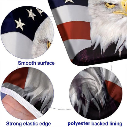 American Flag Picnic Fitted Tablecloth with Benches Covers, 4th of July USA Flag Elastic Edge Fitted Table Cover, 28x72 Inch, 3 Piece Set, for Summer Spring Picnics Dinner, Red Blue