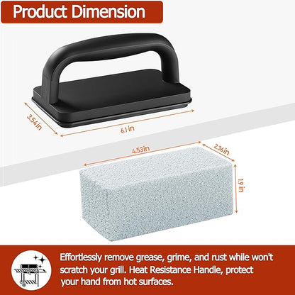 Heavy Duty Griddle Cleaning Brick with Handle, Grill Cleaner for Cleaning Flat top, Pumice Griddle Cleaning Stone Removing Stains for BBQ, Swimming Pool, Sink (5 Pack)